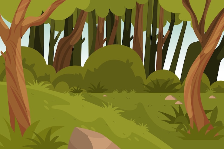 Vettore gratuito paesaggio della foresta di design piatto disegnato a mano