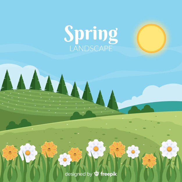 Paesaggio di primavera campo piatto
