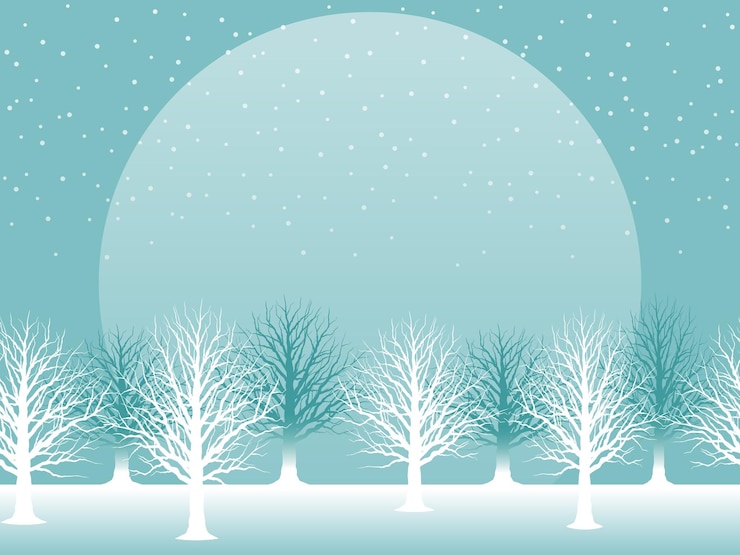 Vettore gratuito paesaggio forestale invernale vettoriale senza soluzione di continuità con la luna piena e lo spazio del testo ripetibile orizzontalmente