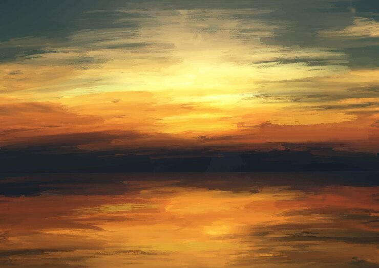 Vettore gratuito paesaggio tramonto dipinto a mano astratto in colori ad olio