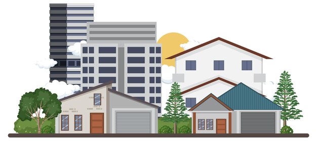Paesaggio urbano con case e edifici