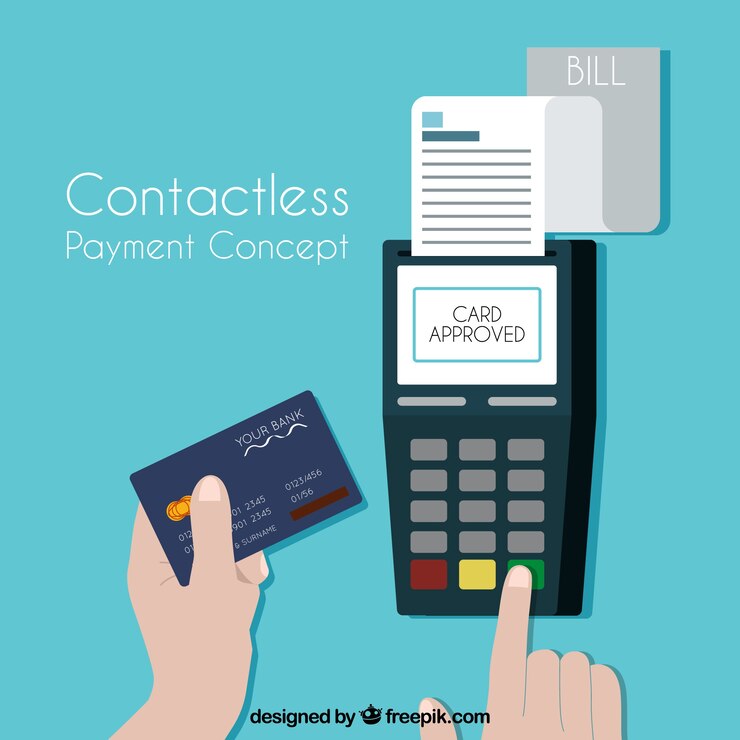 Vettore gratuito pagamento contactless con carta di credito