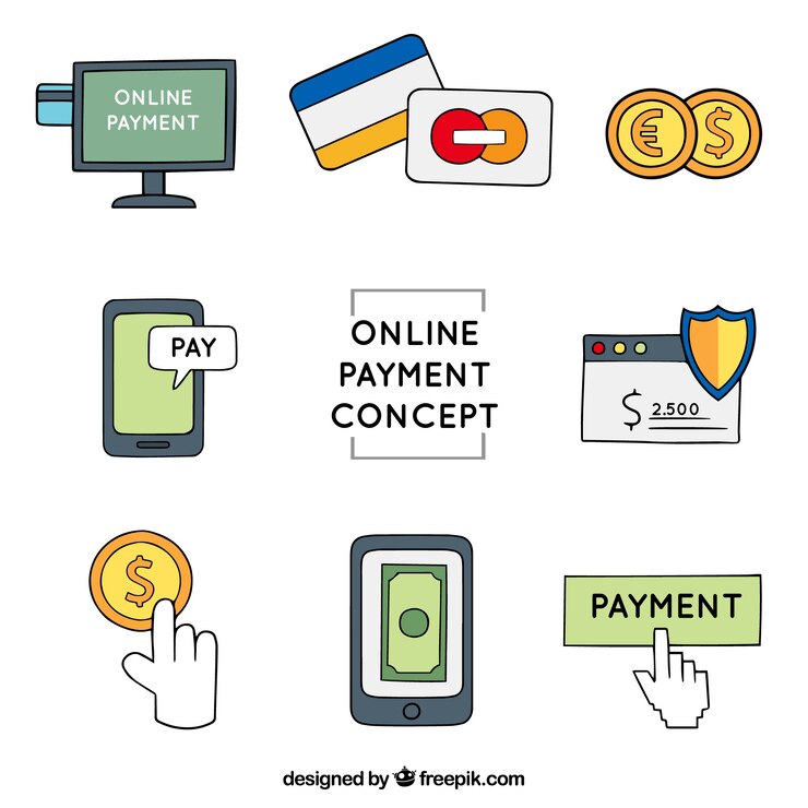 Vettore gratuito pagamento in linea, collezione