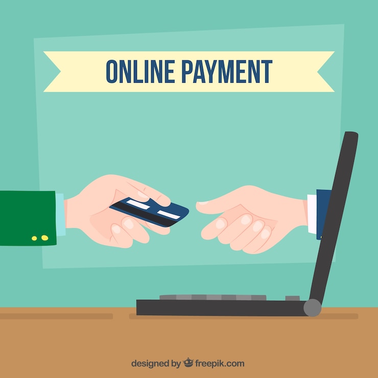 Vettore gratuito pagamento in linea, computer