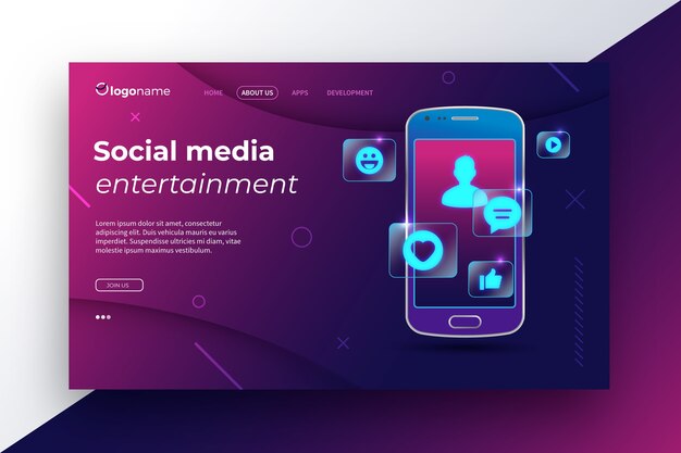 Pagina di destinazione al neon con modello di smartphone