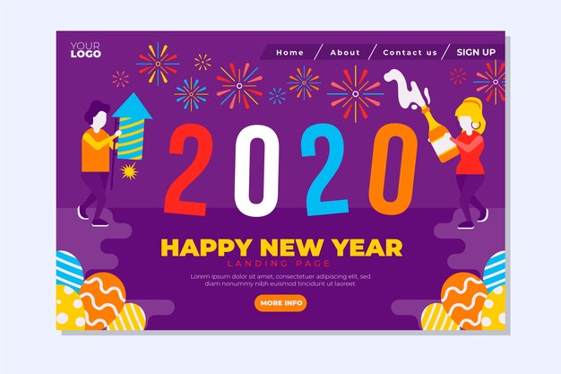 Pagina di destinazione capodanno design piatto