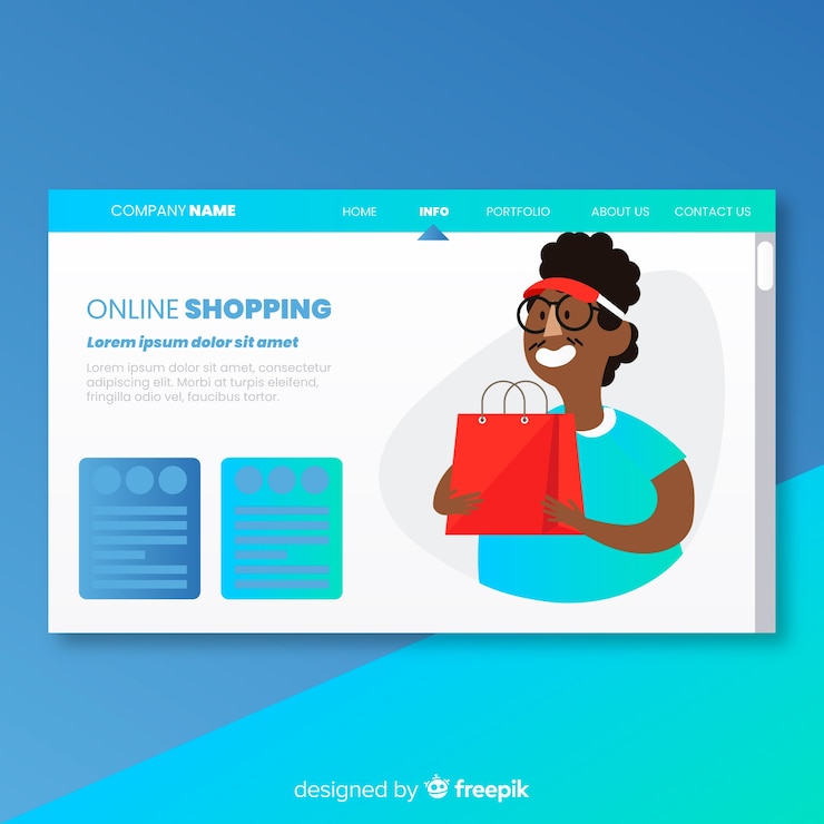 Vettore gratuito pagina di destinazione con il concetto di shopping online