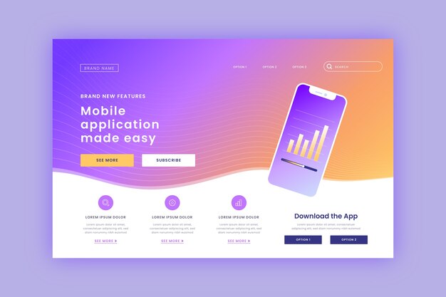 Pagina di destinazione con modello di smartphone