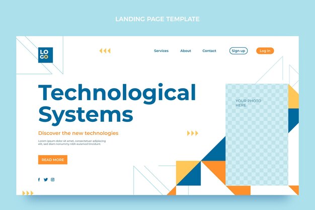 Pagina di destinazione con tecnologia minimale dal design piatto