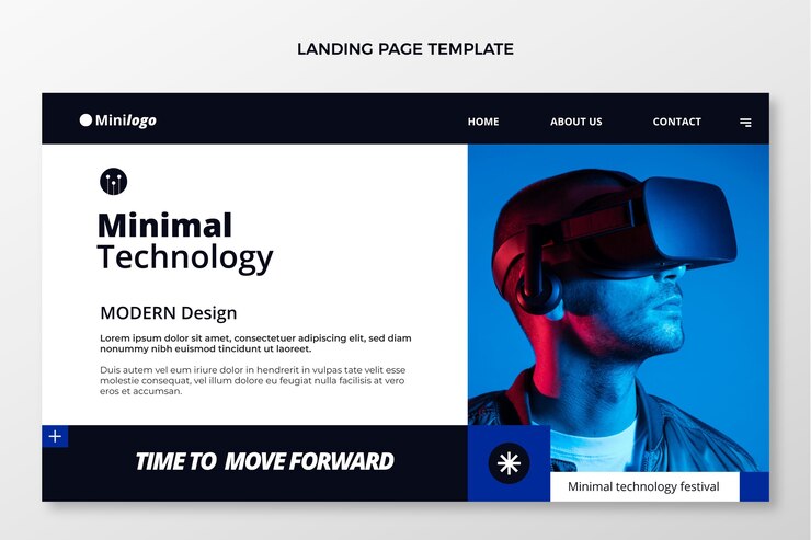 Vettore gratuito pagina di destinazione con tecnologia minimale dal design piatto