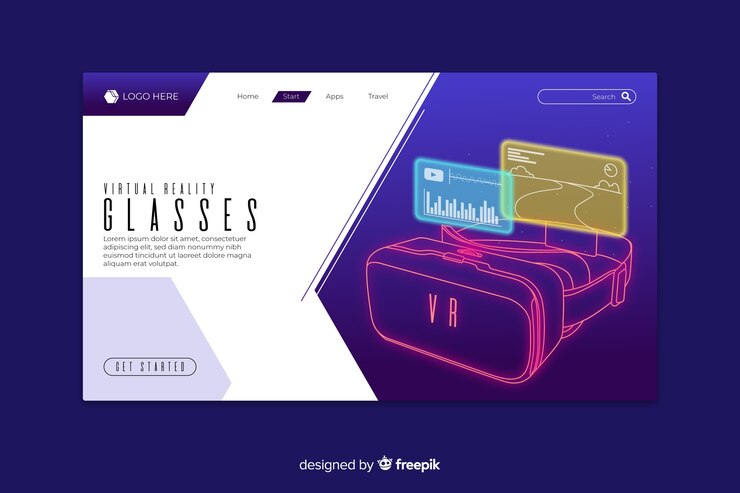 Vettore gratuito pagina di destinazione degli occhiali per realtà virtuale