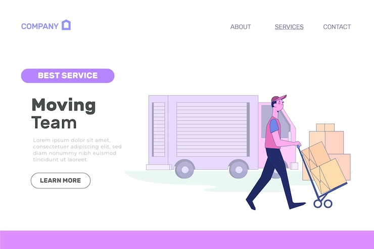 Vettore gratuito pagina di destinazione dei servizi di trasloco