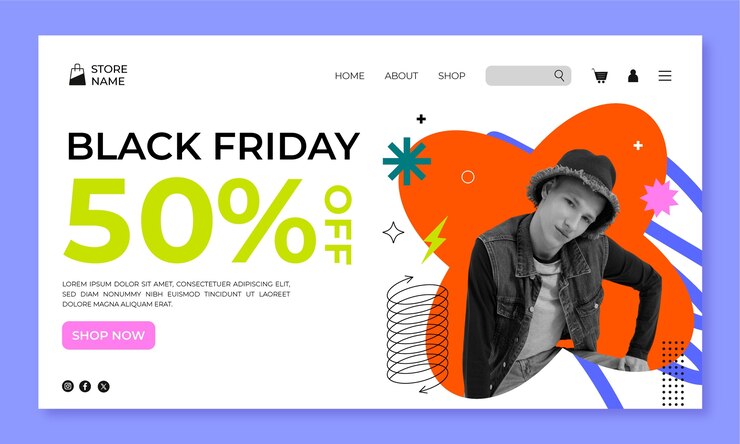Vettore gratuito pagina di destinazione del black friday