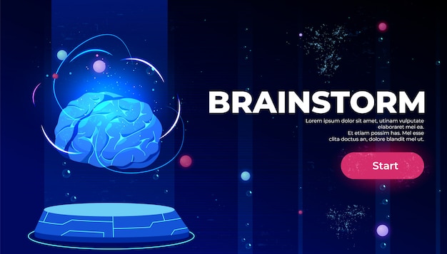 Pagina di destinazione del brainstorming, intelligenza artificiale