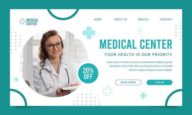 Pagina di destinazione del centro medico dal design piatto