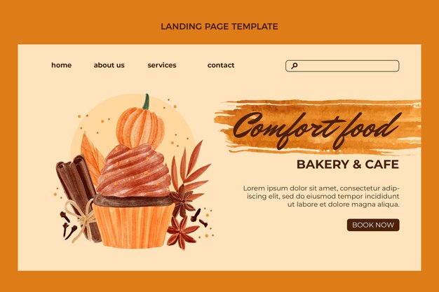 Pagina di destinazione del cibo ad acquerello