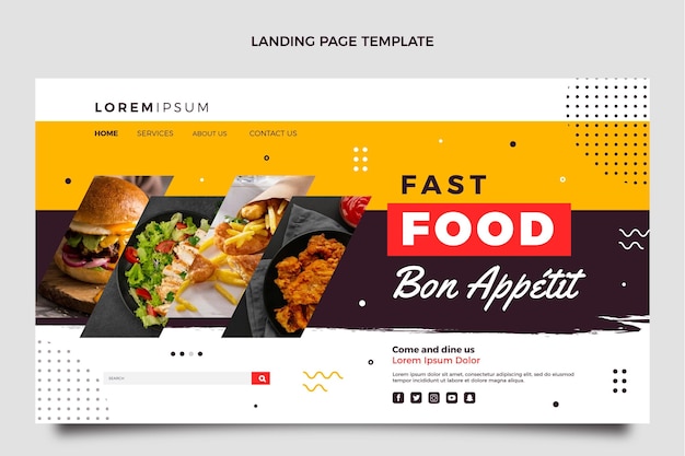 Pagina di destinazione del cibo dal design piatto