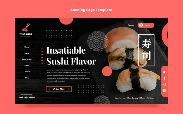 Pagina di destinazione del cibo dal design piatto