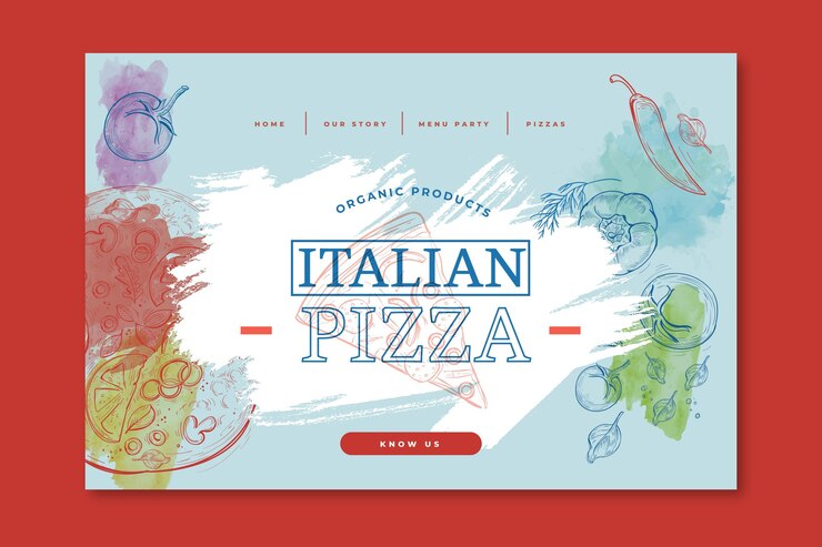 Vettore gratuito pagina di destinazione del cibo italiano