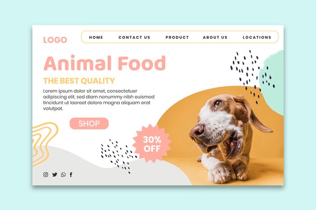 Pagina di destinazione del cibo per animali