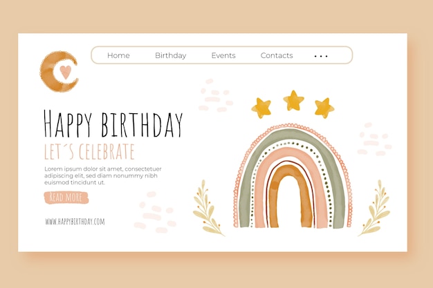 Pagina di destinazione del compleanno boho dell'acquerello