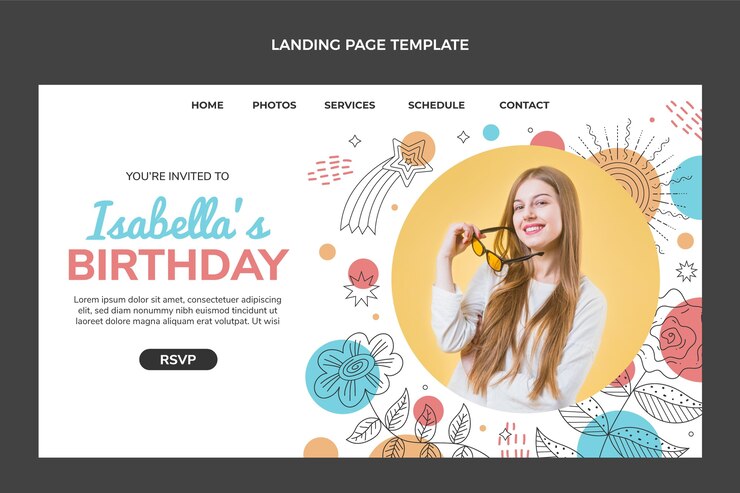 Vettore gratuito pagina di destinazione del compleanno boho disegnata a mano