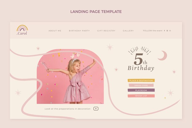 Pagina di destinazione del compleanno boho disegnata a mano
