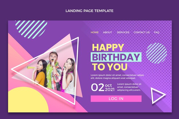 Pagina di destinazione del compleanno dei mezzitoni sfumati