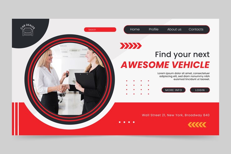 Vettore gratuito pagina di destinazione del concessionario auto design piatto