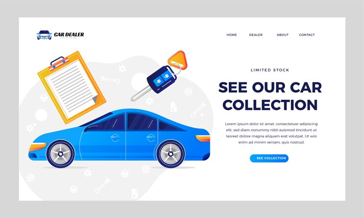 Vettore gratuito pagina di destinazione del concessionario auto gradiente