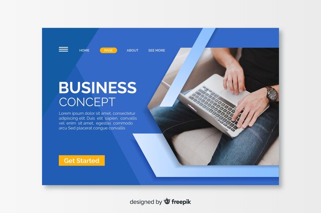 Pagina di destinazione del concetto di business con foto