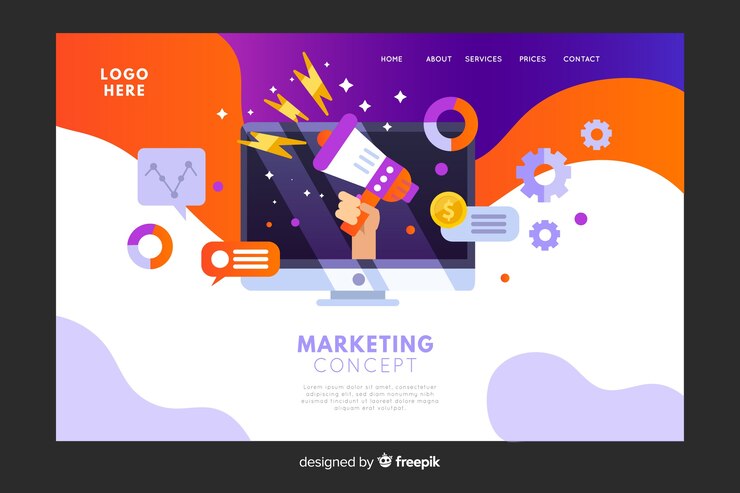 Vettore gratuito pagina di destinazione del concetto di marketing