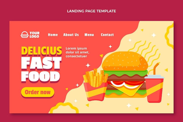 Pagina di destinazione del fast food dal design piatto