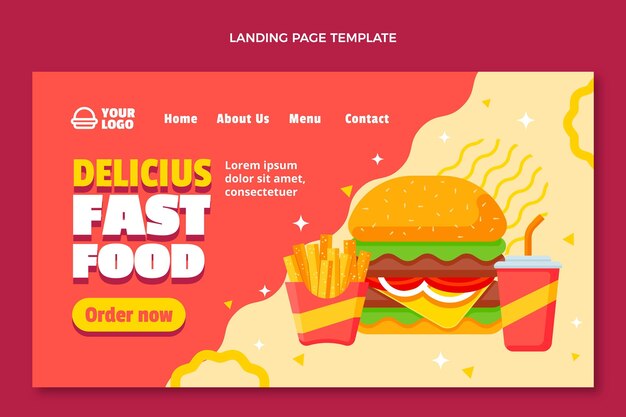 Pagina di destinazione del fast food dal design piatto