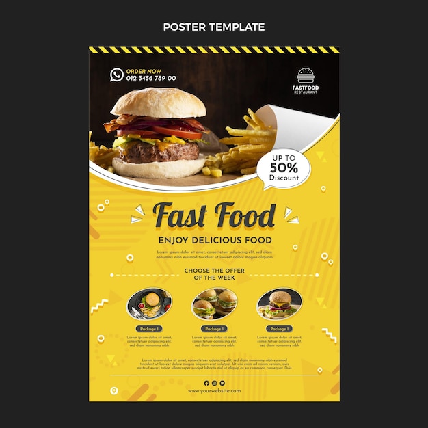 Pagina di destinazione del fast food dal design piatto