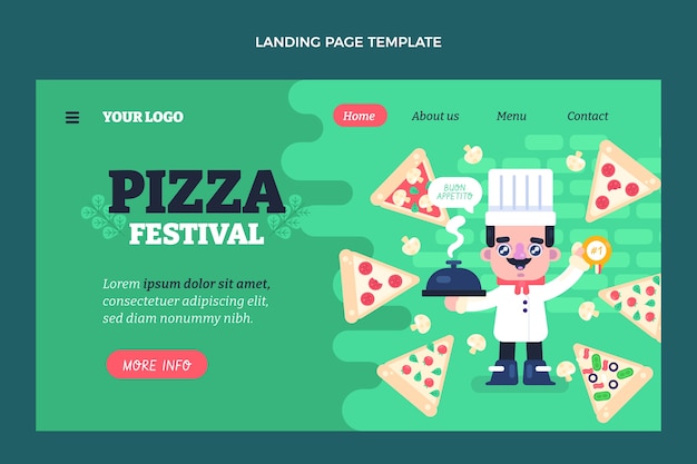 Pagina di destinazione del festival della pizza dal design piatto