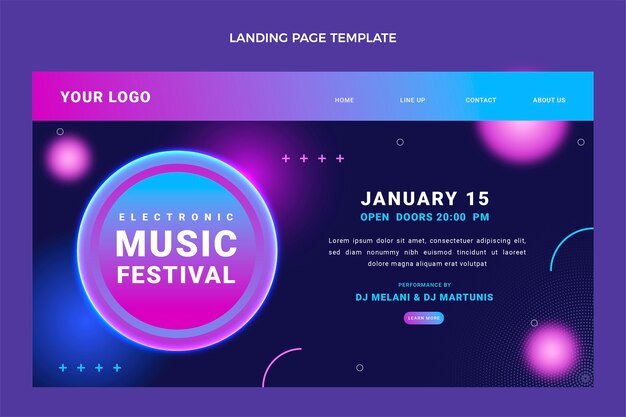 Pagina di destinazione del festival musicale a trama sfumata