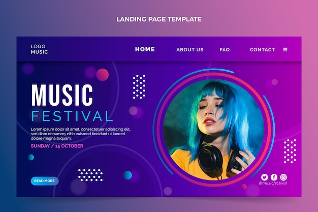 Pagina di destinazione del festival musicale colorato sfumato