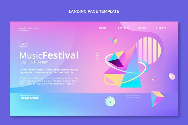 Pagina di destinazione del festival musicale colorato sfumato