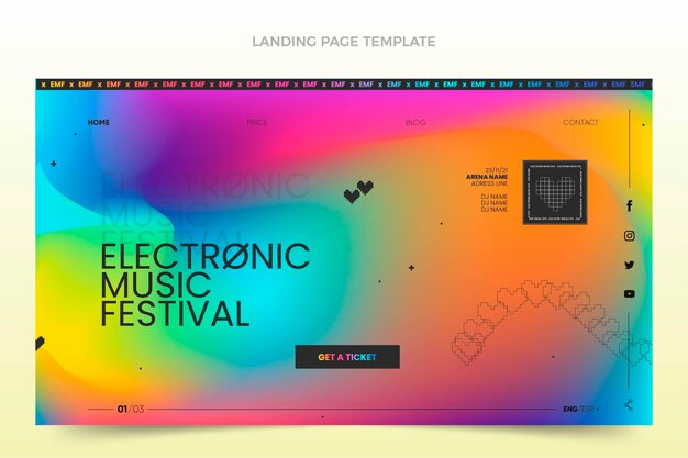 Pagina di destinazione del festival musicale colorato sfumato