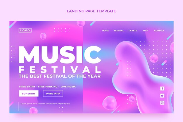 Pagina di destinazione del festival musicale colorato sfumato