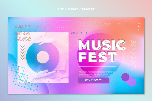 Pagina di destinazione del festival musicale colorato sfumato