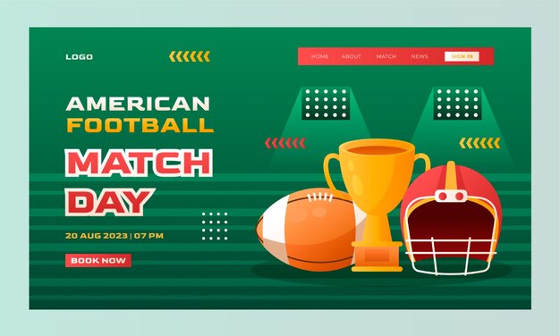 Pagina di destinazione del football americano sfumata
