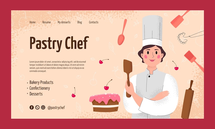 Vettore gratuito pagina di destinazione del lavoro da chef disegnata a mano