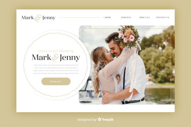 Pagina di destinazione del matrimonio con foto