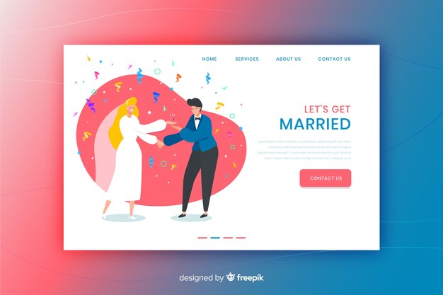 Pagina di destinazione del matrimonio con gradiente