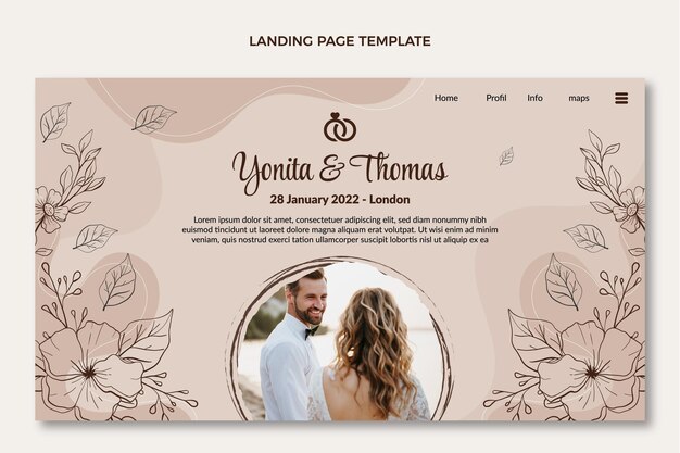 Pagina di destinazione del matrimonio disegnata a mano