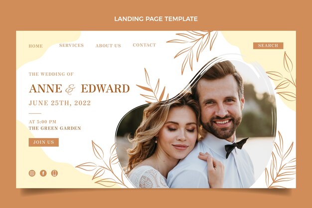 Pagina di destinazione del matrimonio disegnata a mano