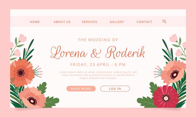 Pagina di destinazione del matrimonio disegnata a mano