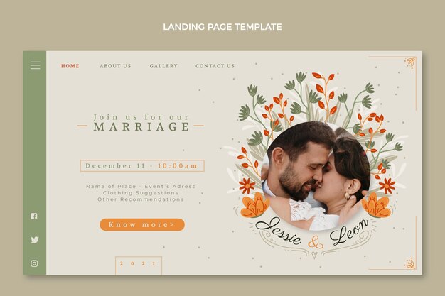 Pagina di destinazione del matrimonio disegnata a mano